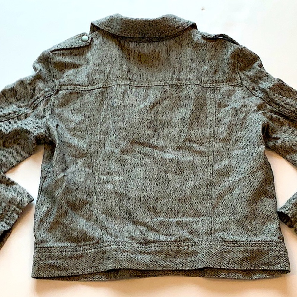 Loft Outlet Linen Blend Moto Jacket Light Gray/ Charcoal Marl Size Small - Picture 7 of 14